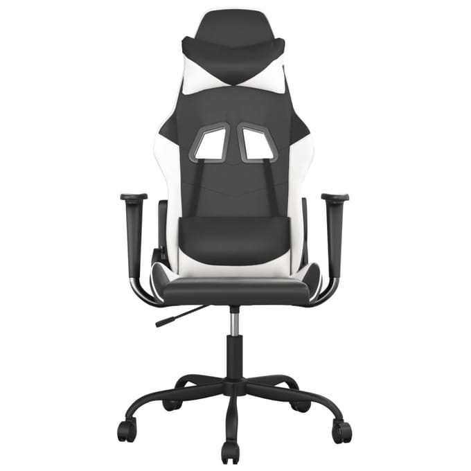 vidaXL - Massage - gamestoel - kunstleer - zwart - en - wit