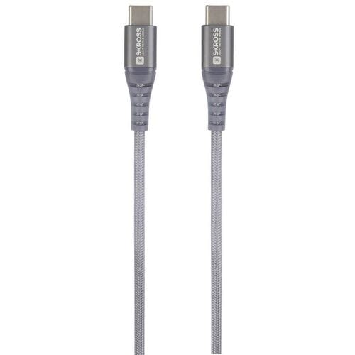Skross SKCA0017C-C120CN USB-kabel USB 2.0 USB-C stekker, USB-C stekker 1.20 m Space grijs Rond, Flexibel, Stoffen mantel