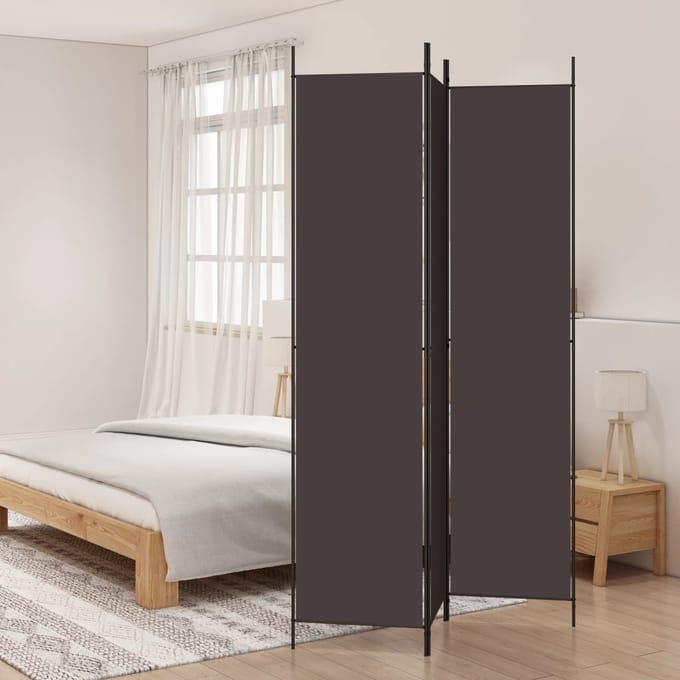 vidaXL - Kamerscherm - met - 3 - panelen - 150x220 - cm - stof - bruin