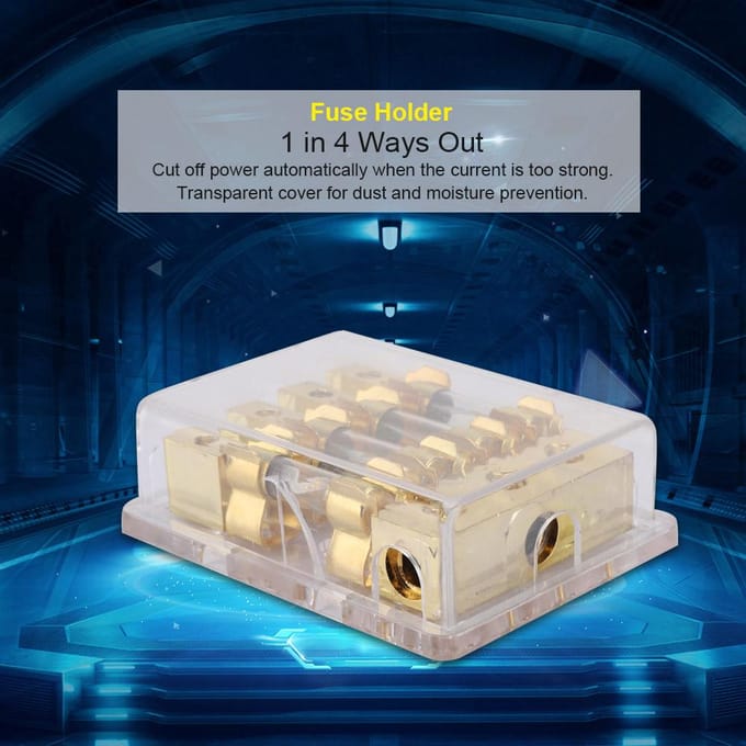 12V 60A Auto Auto Stereo Audio Circuit Mes Zekeringhouder Doos Blok 1 in 4 Wegen Uit beige
