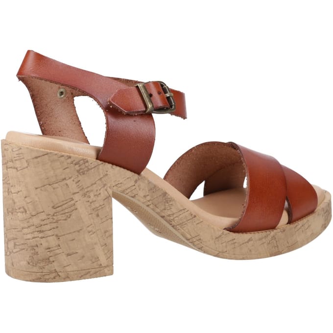 Hush Puppies Georgia Kurk Leer Dames Tan Sandalen