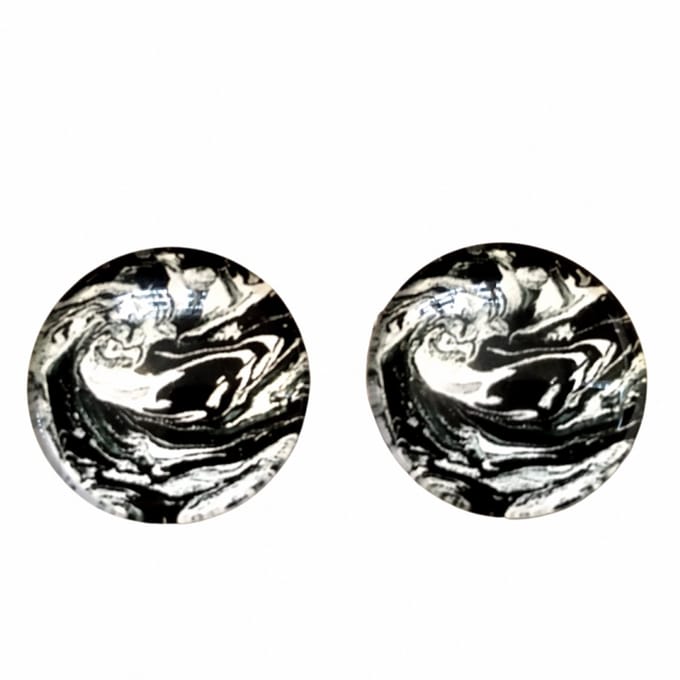 Clip Oorbellen - Orka-Zwart Wit 2 cm