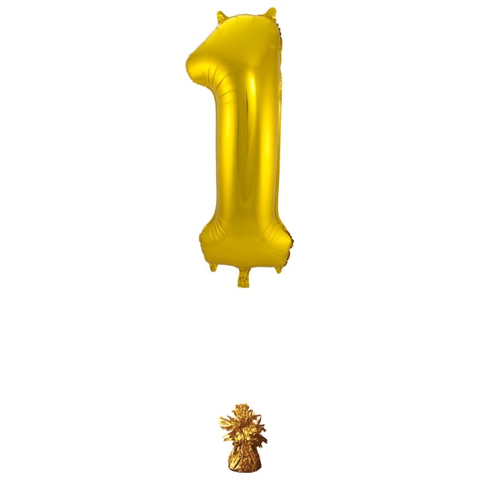 Folat - Folieballon Cijfer 1 Goud - 86 cm