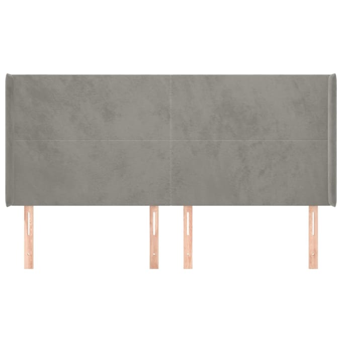vidaXL - Hoofdbord - met - randen - 183x16x118/128 - cm - fluweel - lichtgrijs