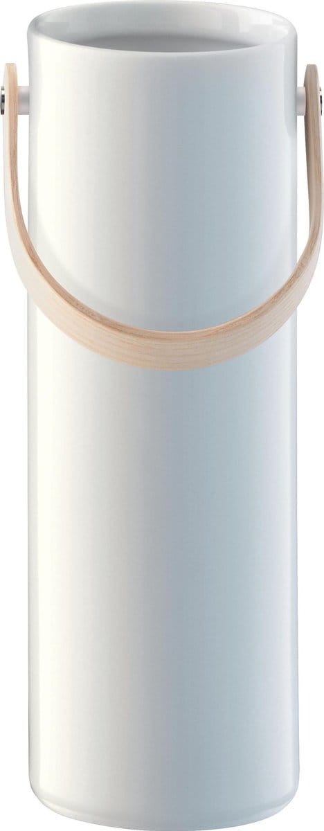 L.S.A. Circle Vaas - Incl. Handvat - Porselein - Ø 10,5 x 33 cm - Wit