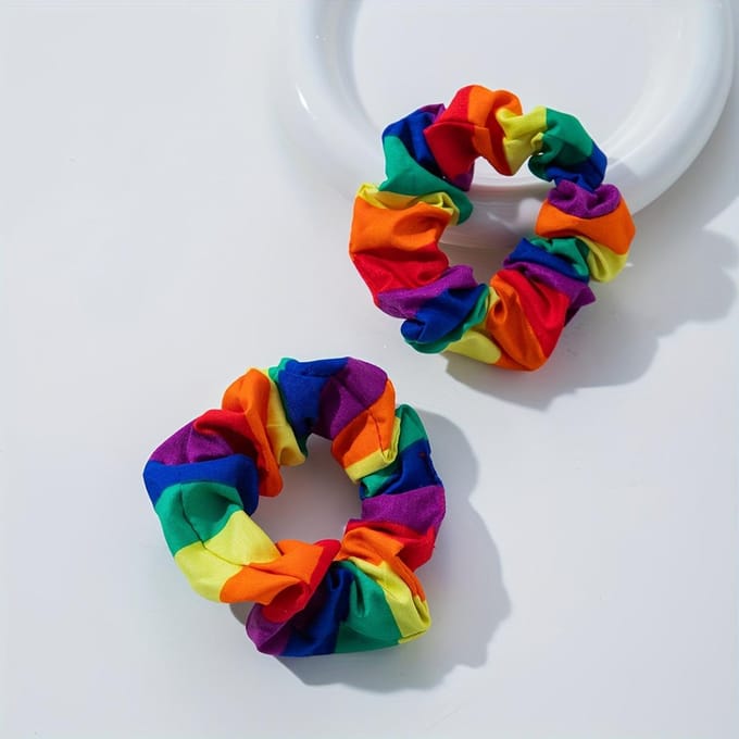 Élastiques à cheveux arc-en-ciel tendance et simples pour femmes red