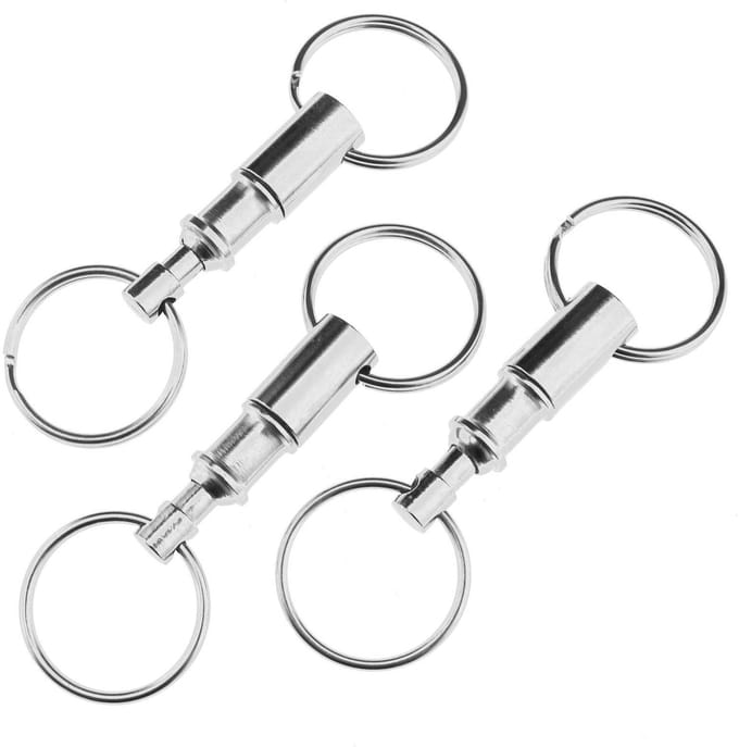 Solidchoice - Dailygoody - Afneembare Sleutelhanger - Quick Release - Dubbele Split Ring - Zilver - Sleutelhanger Set - Ideaal voor Riem en Handtas