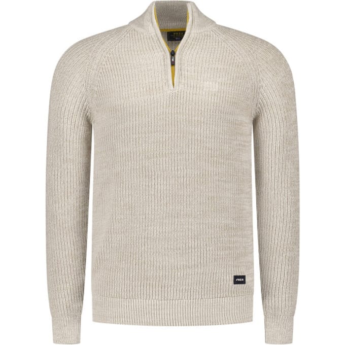 NZA - Ecru katoenen half zip trui