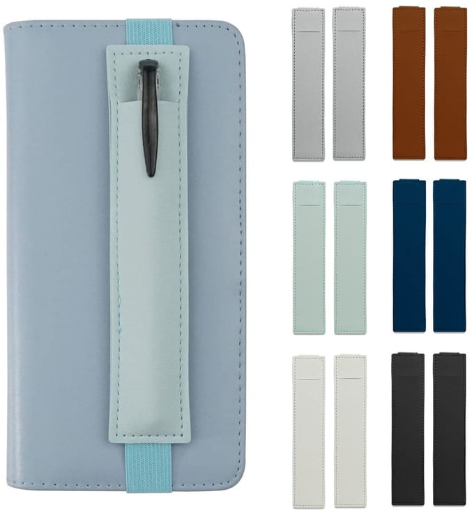 Allecto - pennenhouder - herbruikbaar - PU-leer - gekleurd - notebook - voor afsprakenplanner - 12 stuks