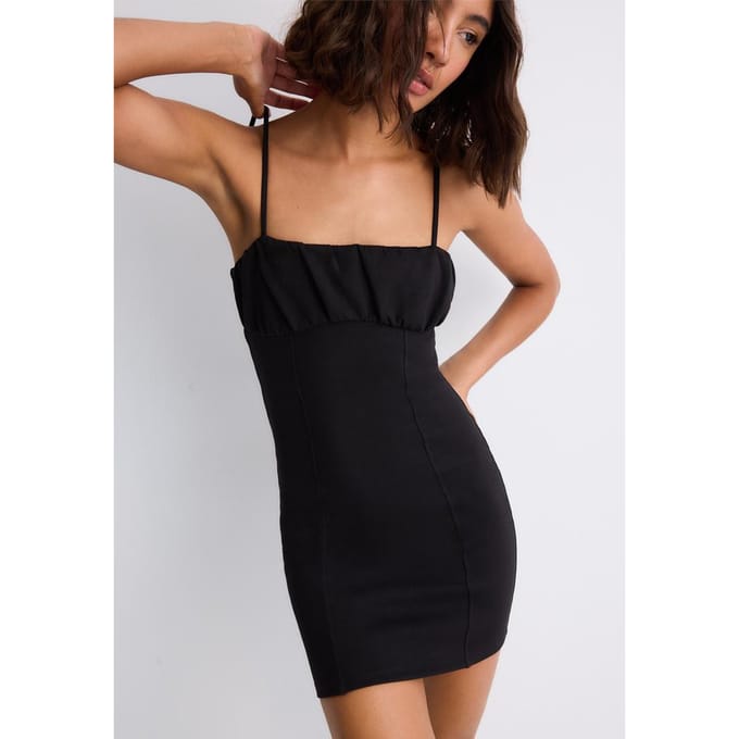 Stradivarius Korte bandeaujurk  Zwart M