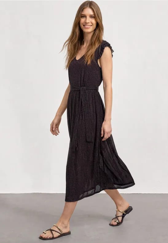 Midi-jurk van mesh met print