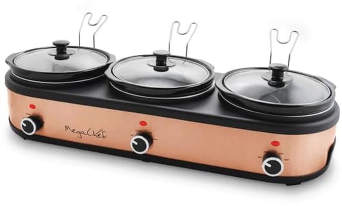 Drievoudig Slowcooker en Buffetserver met Keramische Pannen - 2,5 Liter