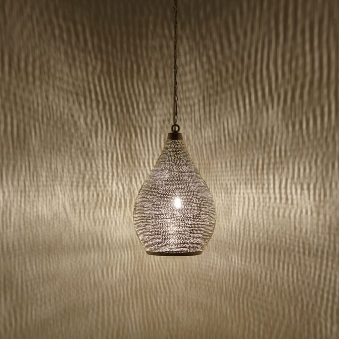 Hanglamp – pendellamp – echt verzilverd messing – voor slaapkamer, eetkamer en woonkamer