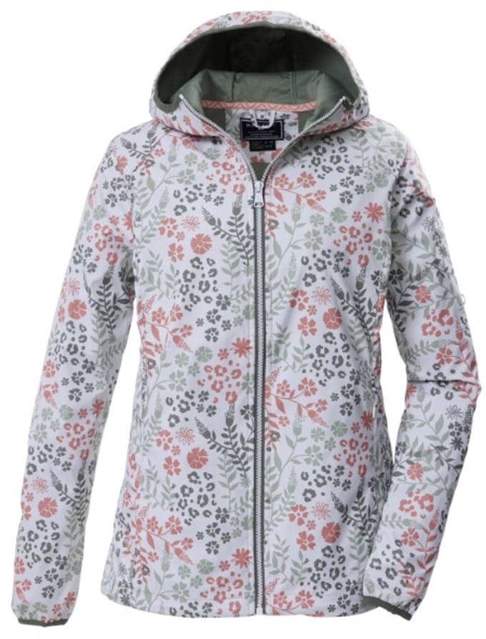 Killtec - Jas 44009 wit/groen/ roze print softshell zomer - maat 46