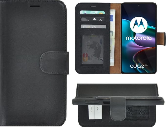 MoDo hoesje Geschikt voor Motorola Edge 30 - Leer Book Case - Zwart