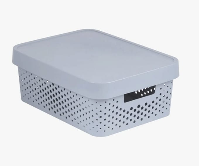 Curver Infinity Serie - Opbergdoos - 11L - Azuur - Grijs - Met Deksel