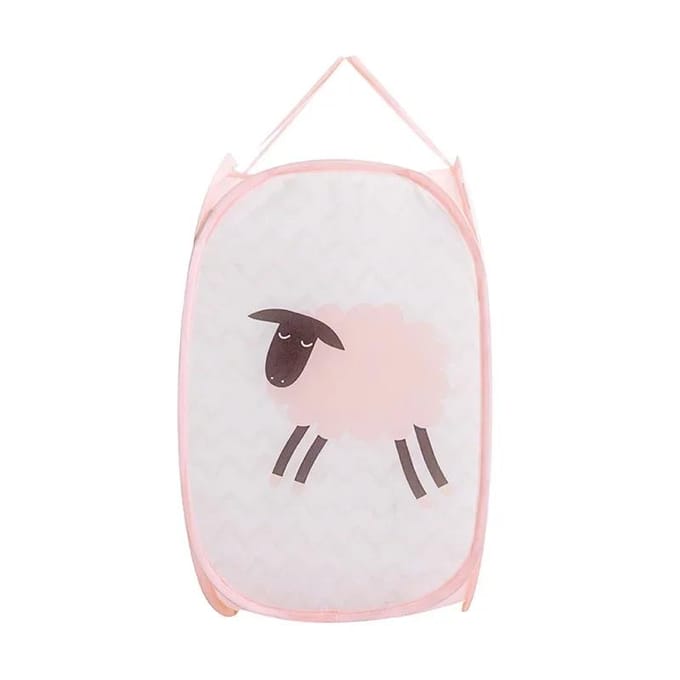 Panier à linge sale pliable en maille pour ranger vêtements, jouets et vêtements de bébé rose