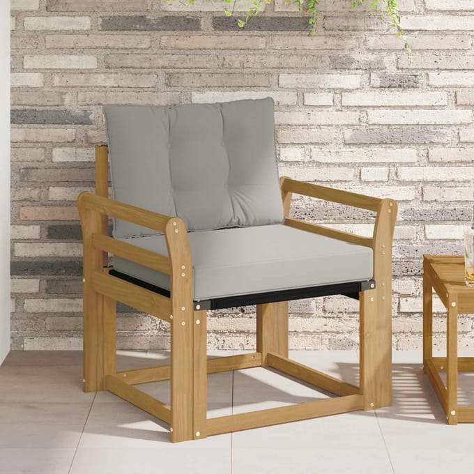 vidaXL - Buitensofa - Massief - Acaciahout - en - Textilene - Wit