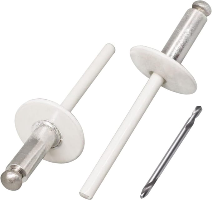 100 Stuks Grote Flanse Aluminium Blindklinknagels 4,8 x 14 mm RAL 9010 Puur Wit