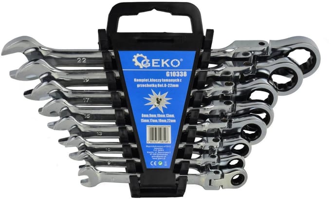 GEKO Flexibele ratelsleutelset - 72-tands - 8-delig - 8-22 mm - Chroom vanadium