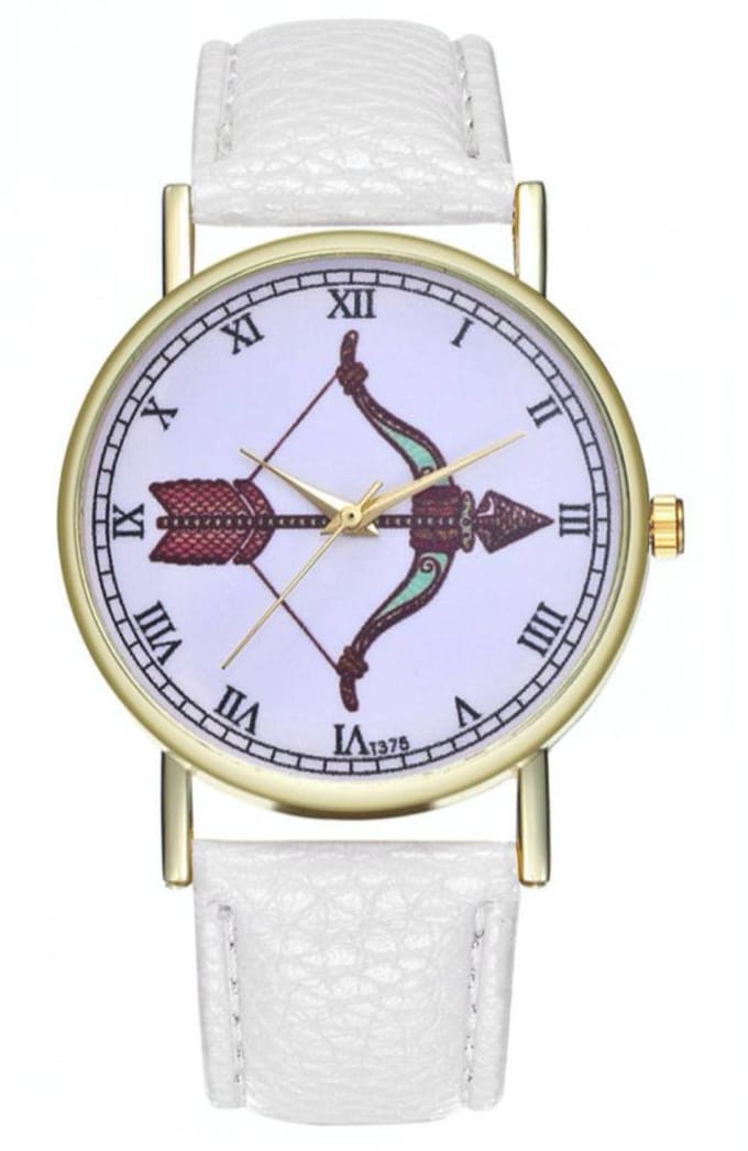 Hidzo Horloge Pijl en Boog Ø 38 - Wit - Kunstleer