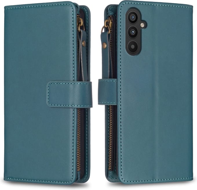 9 Pas - Portemonnee Etui Hoes geschikt voor Samsung Galaxy A34 - Groen
