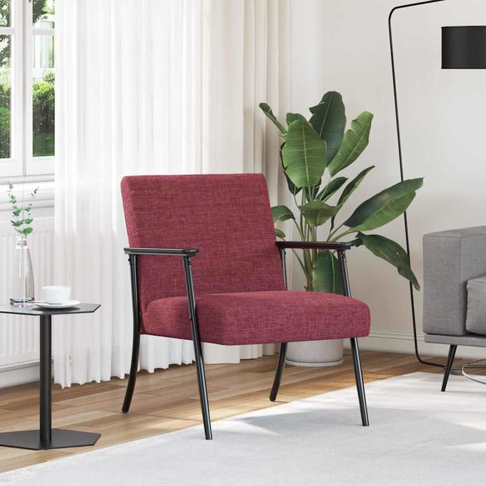 vidaXL - Fauteuil - Wijnrood - 59 - x - 75 - x - 78 - cm - Stof
