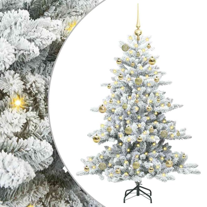vidaXL - Kunstmatige - Hinged - Kerstboom - Wit - 150 - cm - PVC - en - Staal