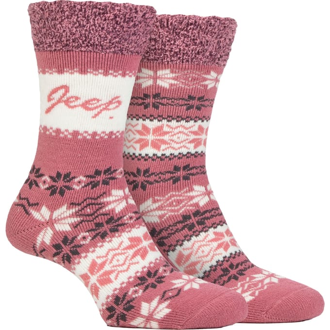 2 Paar Dames Thermische Patroon Fairisle Sokken Warme Winter Sokken