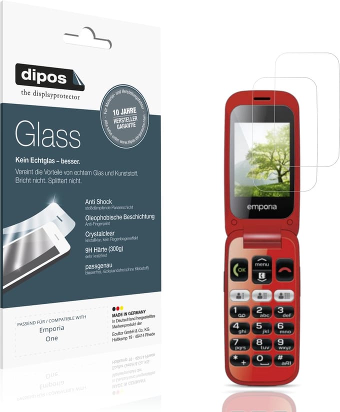 dipos – 2x Pantserfolie geschikt voor Emporia One | 9H Screenprotector