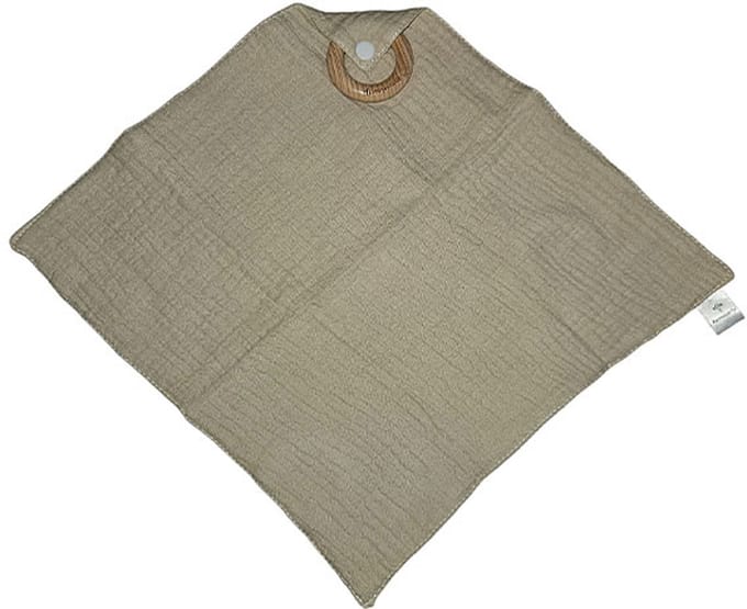 Rammelaartje hydrofiele knuffeldoekje met houten ring – beige