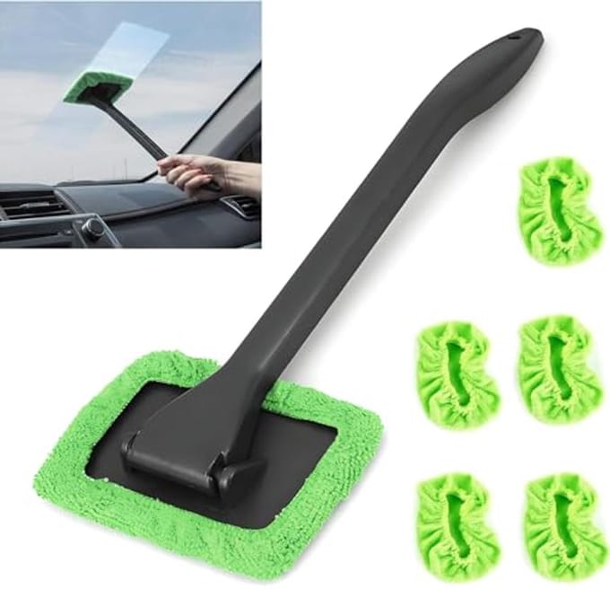Auto Ruitenreiniger Tool met 5 Herbruikbare Handdoek Pads voor Accessoires