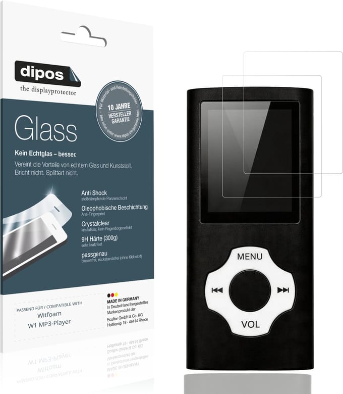 dipos – 2x Pantserfolie geschikt voor Witfoam W1 MP3-Player | 9H Screenprotector
