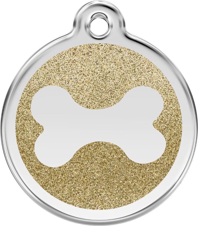 Red Dingo hondenpenning 38 mm bot glitter goudkleurig