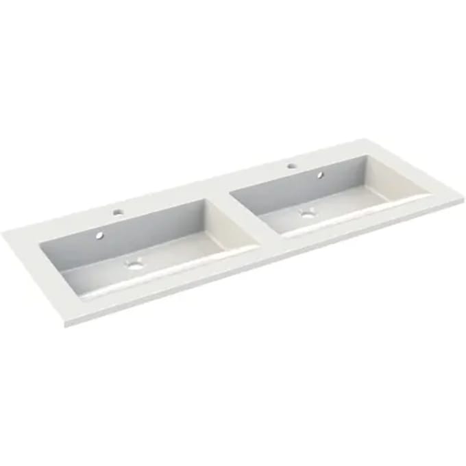 Allibert Dubbele Wastafel Slide - Polybeton - Glanzend - Wit - 120,2cm