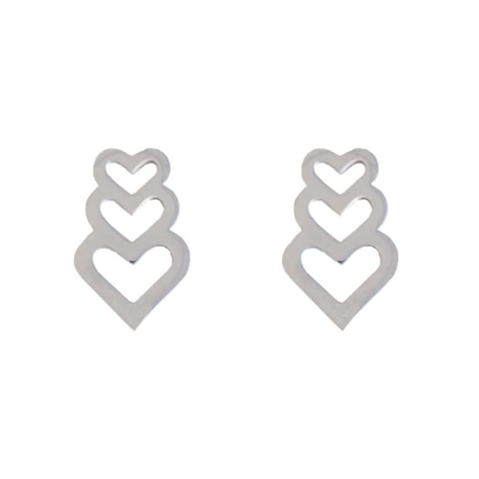 Fako Bijoux® - Oorbellen - Steker - RVS - Stainless Steel - Hartjes Trio