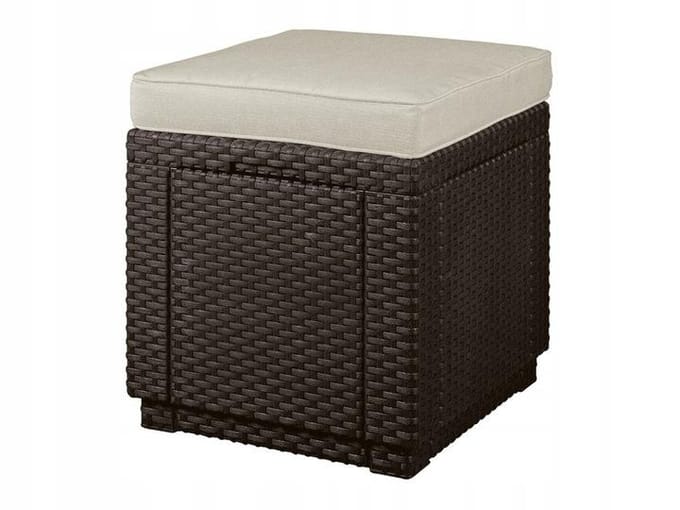 Keter - Cube Tuinstoel met Kussen - 42 x 42 x 39 cm Bruin/beige