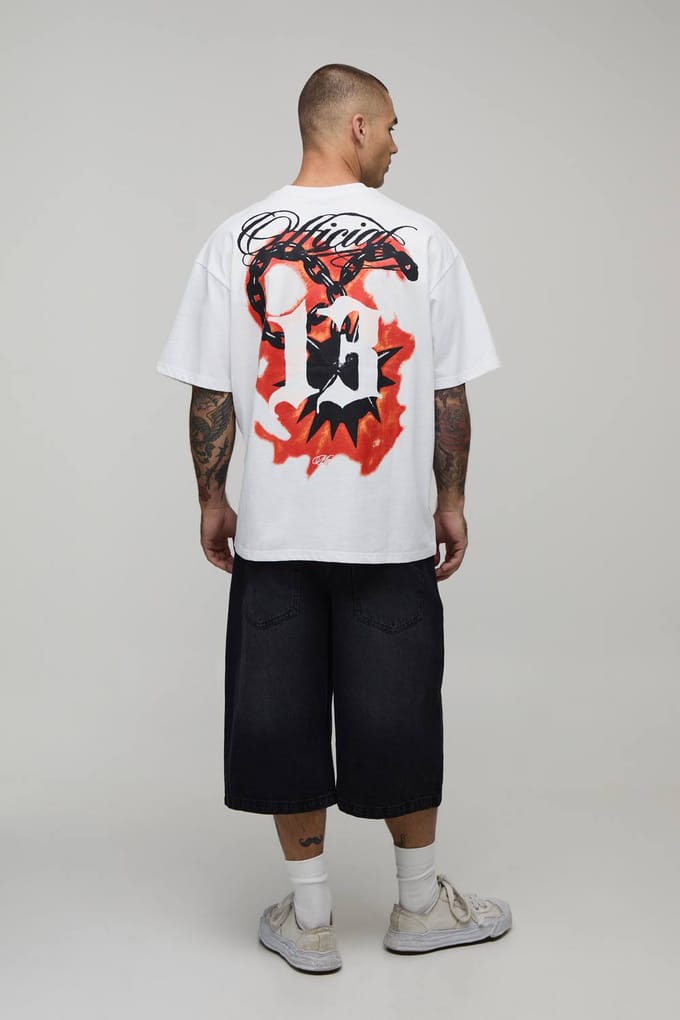 Oversized T-shirt Met Schorpioenprint | White | Size Small