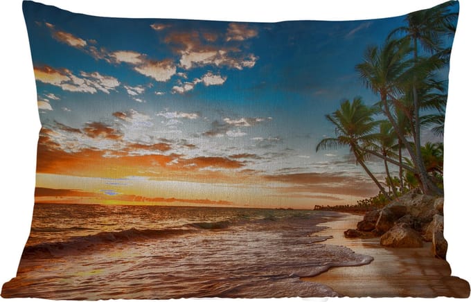 Buitenkussens - Tuin - Strand - Zonsondergang - Zee - Palmboom - 50x30 cm