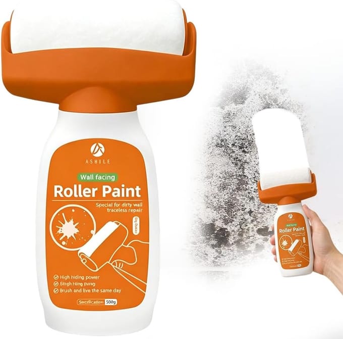Verfroller voor de muur - Muurroller reparatie - Muren bijwerken - Afneembaar ontwerp - 500 g - Wit