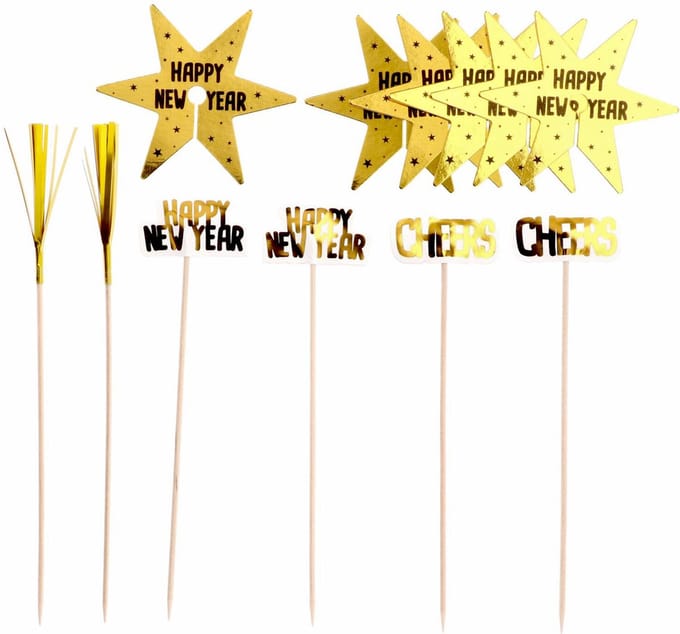 Glas Decoratie Set - BlackGold HNY - 12 stuks
