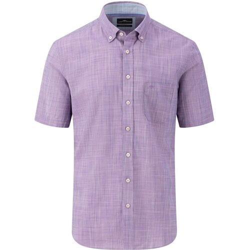 Fynch-Hatton Overhemd Slub Solid Vague Check Button Down Dusty Lavender / male