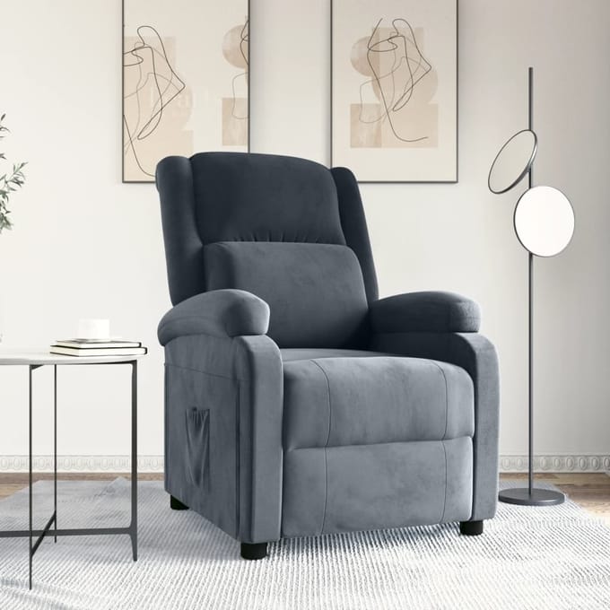 vidaXL - Fauteuil - verstelbaar - fluweel - donkergrijs