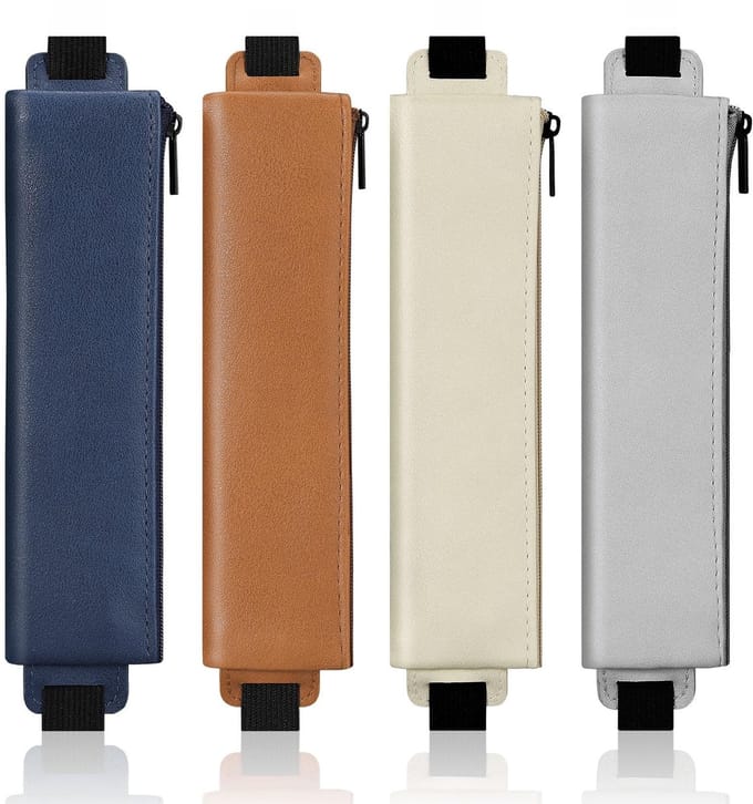 Allecto - Elastische etui - Pennen etui - Verstelbare elastiek - PU-leer - Geschikt voor studenten - 4 stuks