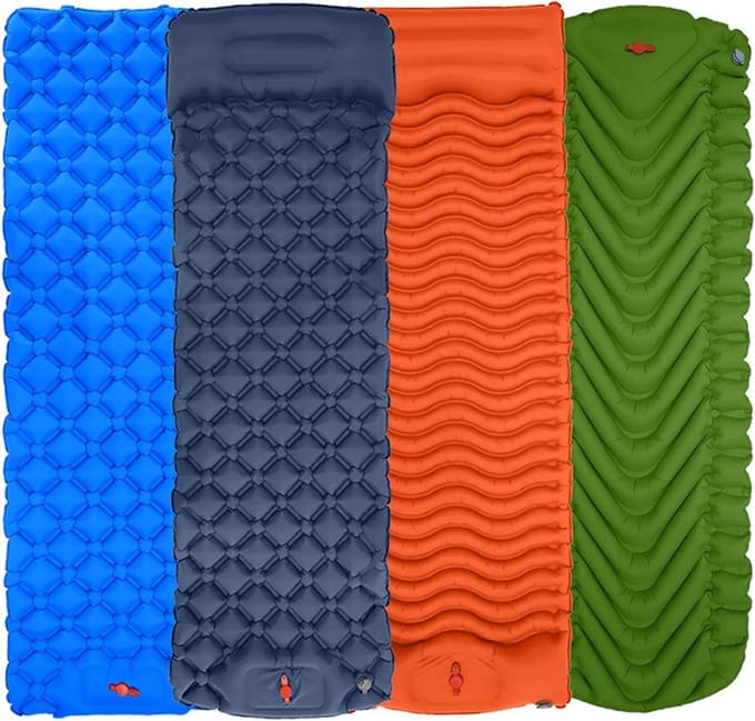 Luchtbed Kampeer - Slaapmat - Buiten slapen - Ingebouwde voetpomp - Compact - Marineblauw