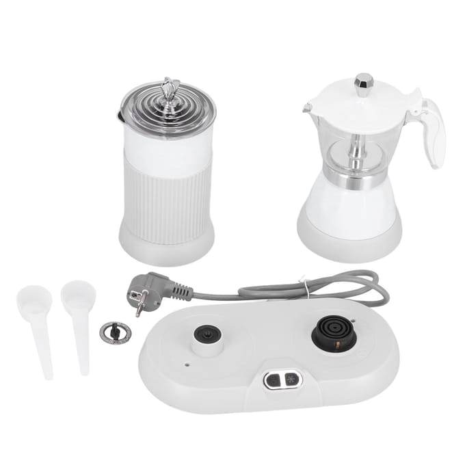 Elektrische Melkopschuimer met Moka Pot Automatische Koffieschuim Maker Melkopschuimer Machine white
