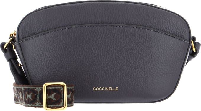 COCCINELLE Leren Schoudertas Enchanteuse Mini Bag Grained Leather Ardesia Donkergrijs
