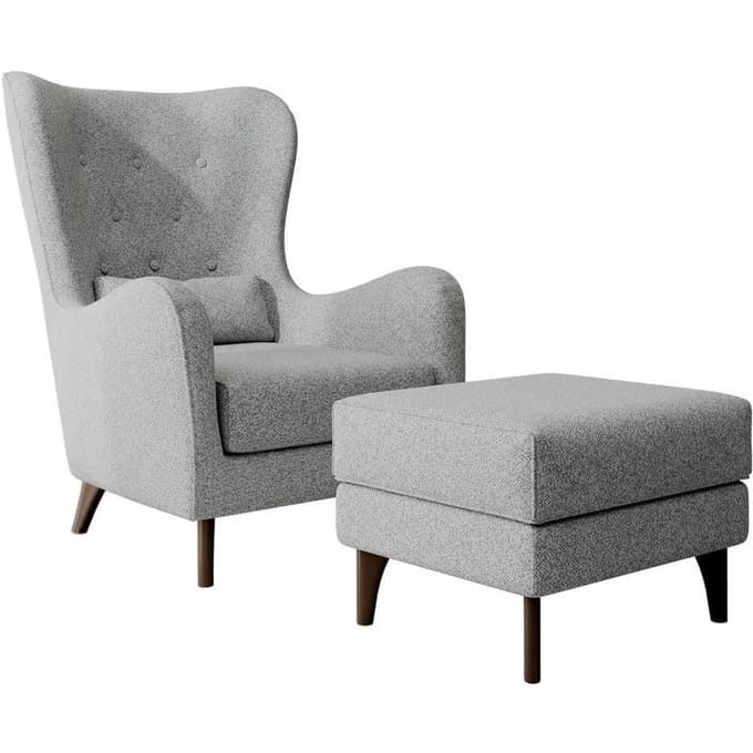Fauteuil met hocker Casara bouclé | NADUVI Collection