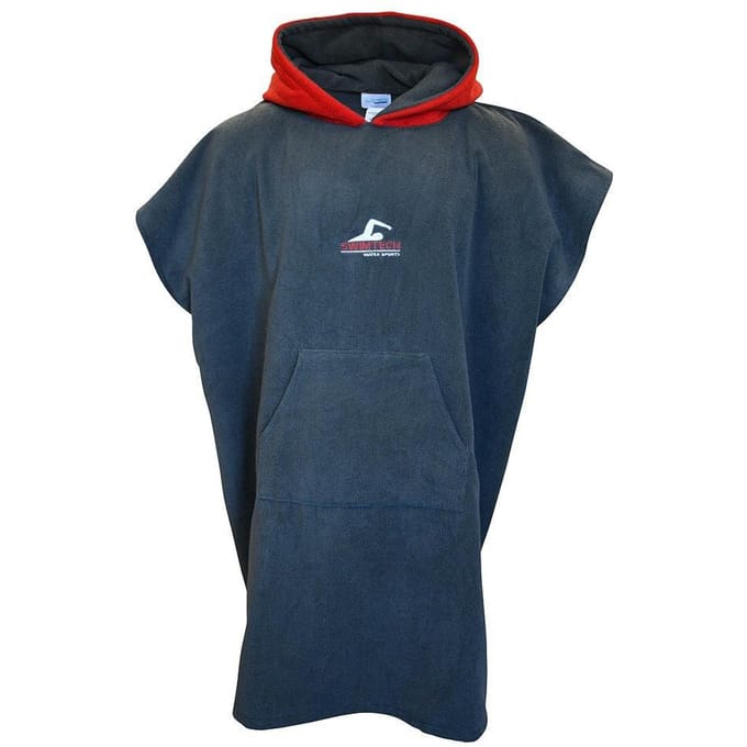 SwimTech unisex microvezelponcho voor volwassenen One Size grijs/rood