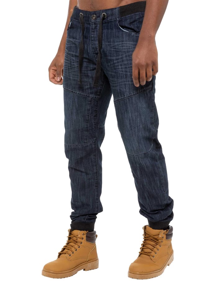 Enzo| Heren Denim Cuffed Jogger Jeans - Donkerblauw